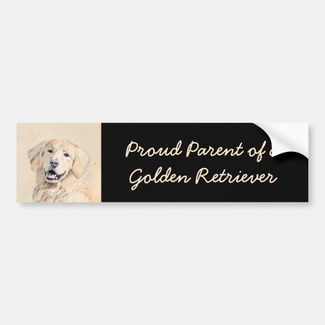 Pegatina Para Coche Pintura de Golden Retriever - Cute original Dog Ar (Frente)