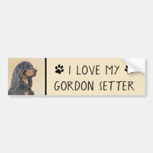 Pegatina Para Coche Pintura de Gordon Setter - Arte de Perro Original.