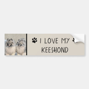 Pegatina Para Coche Pintura de Keeshond Brothers - Arte Perro Original