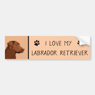Pegatina Para Coche Pintura de Labrador Recuperador (Chocolate) - Arte