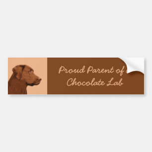 Pegatina Para Coche Pintura de Labrador Recuperador (Chocolate) - Arte