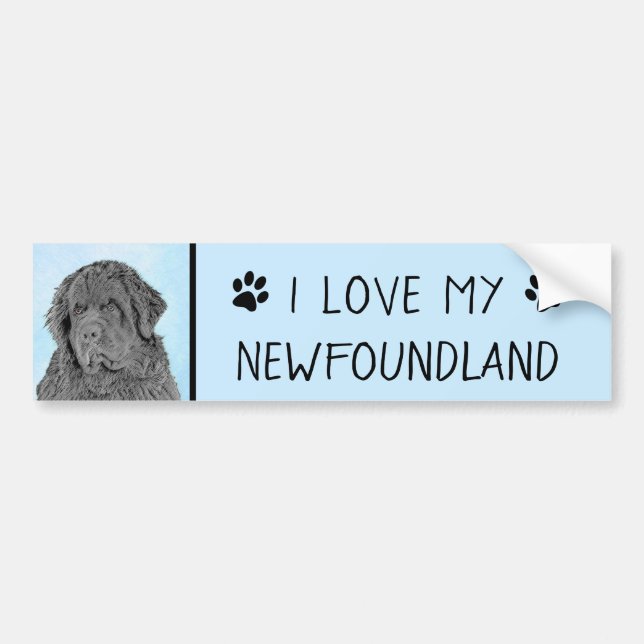 Pegatina Para Coche Pintura de Newfoundland - Cute original Dog Art (Frente)