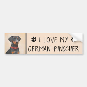 Pegatina Para Coche Pintura de Pinscher original de arte animal