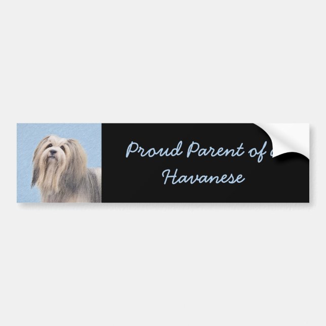 Pegatina Para Coche Pintura (de plata) de Havanese - arte original (Frente)