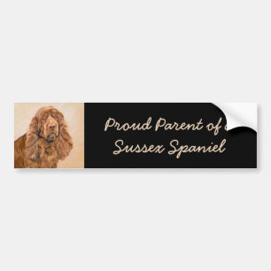 Pegatina Para Coche Pintura de Sussex Spaniel - Arte Perro Original Cu