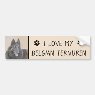 Pegatina Para Coche Pintura de Tervuren belga - Arte de perro original