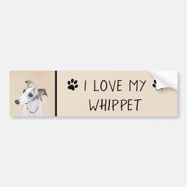 Pegatina Para Coche Pintura de Whippet - Arte Cute Original Perro (Frente)
