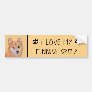 Pegatina Para Coche Pintura finlandesa de Spitz - Arte de perro origin