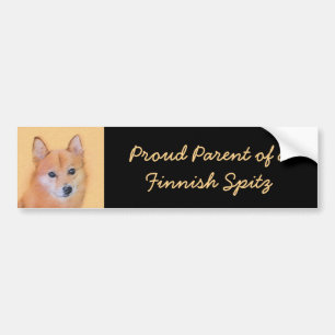 Pegatina Para Coche Pintura finlandesa de Spitz - Arte de perro origin