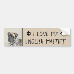 Pegatina Para Coche Pintura inglesa de castiff (Brindle) - Arte de per