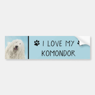 Pegatina Para Coche Pintura Komondor - Arte Perro Original Cuto