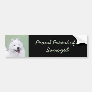 Pegatina Para Coche Pintura Samoyed - Arte Perro Original Cuto