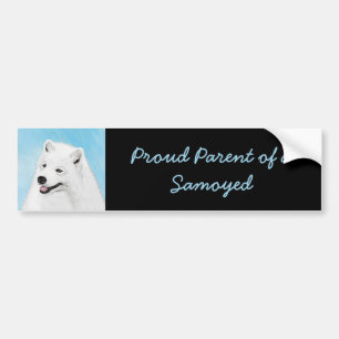 Pegatina Para Coche Pintura Samoyed - Arte Perro Original Cuto
