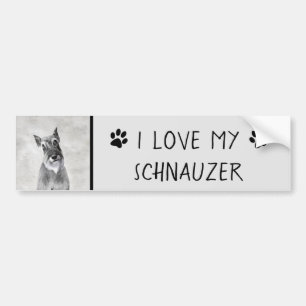 Pegatina Para Coche Pintura Schnauzer (gigante) - Arte de perros