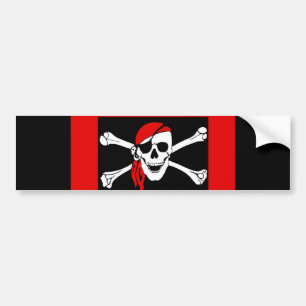 Pegatina Para Coche Piratas - negros y cráneo rojo del pirata