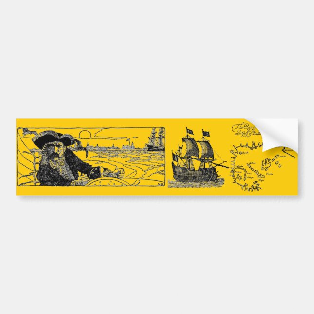 Pegatina Para Coche Pirate Ship BumperSticker (Frente)