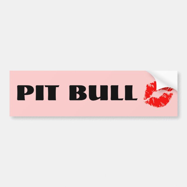 Pegatina Para Coche Pitbull con el lápiz labial - LA ORIGINAL (Frente)