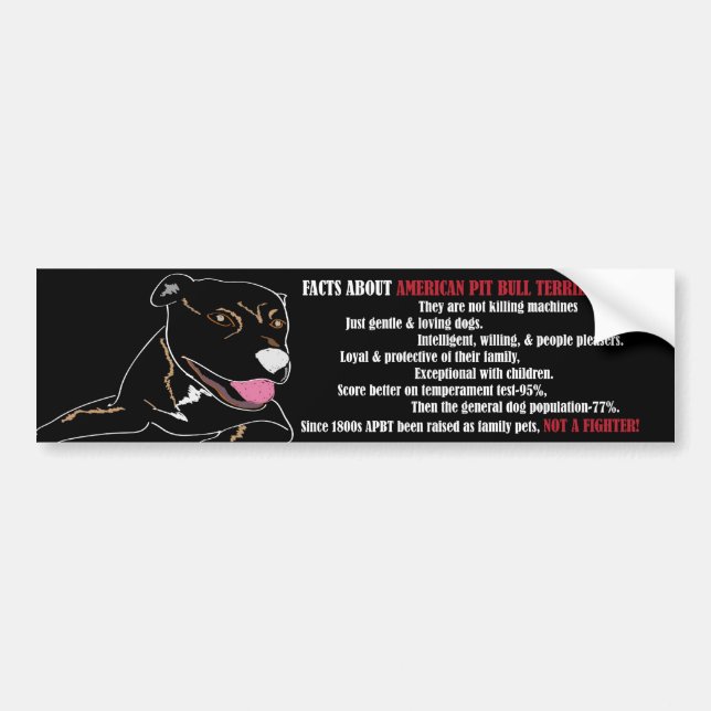 Pegatina Para Coche Pitbull FactsBlk (Frente)