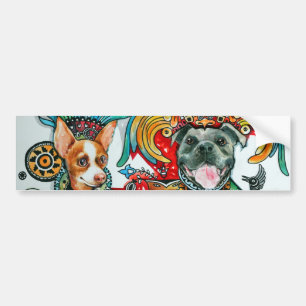 Pegatina Para Coche Pitbull y chihuahua