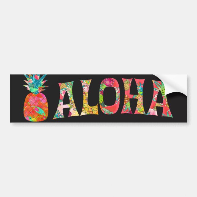 Pegatina Para Coche PixDezines Aloha Pineapple (Frente)