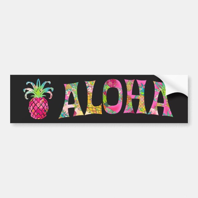 Pegatina Para Coche PixDezines Aloha Pineapple (Frente)