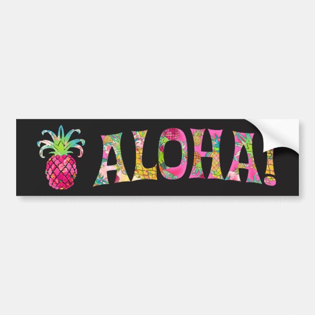 Pegatina Para Coche PixDezines Aloha Pineapple (Frente)