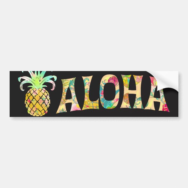Pegatina Para Coche PixDezines Aloha Pineapple (Frente)