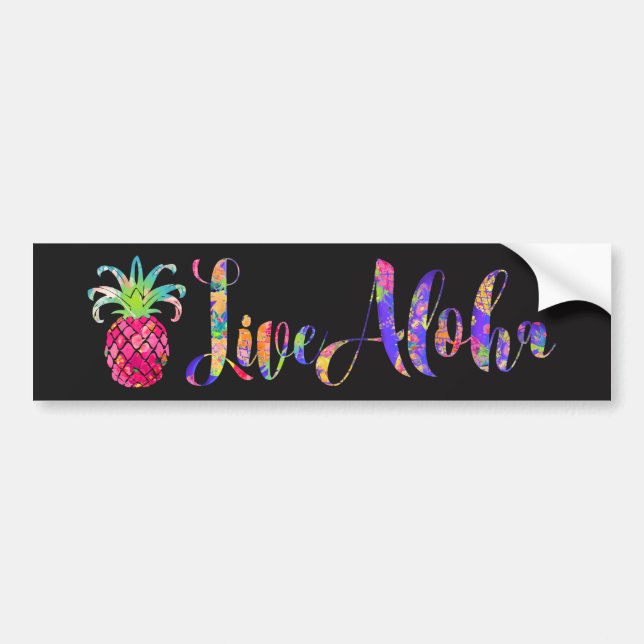 Pegatina Para Coche PixDezines Live Aloha Piña (Frente)