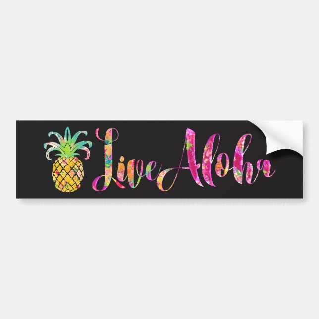 Pegatina Para Coche PixDezines Live Aloha Pineapple (Frente)