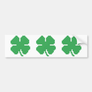Pegatina Para Coche Pixel Lucky Four Leaf Clover de 8 bits