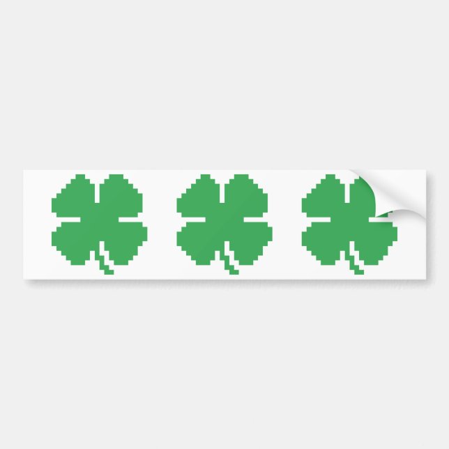 Pegatina Para Coche Pixel Lucky Four Leaf Clover de 8 bits (Frente)
