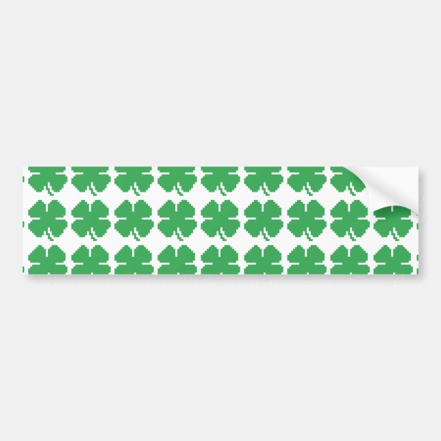 Pegatina Para Coche Pixel Lucky Four Leaf Clover de 8 bits (Frente)