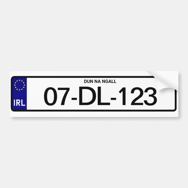 Pegatina Para Coche Placa de coche irlandesa personalizada Irlanda (Frente)