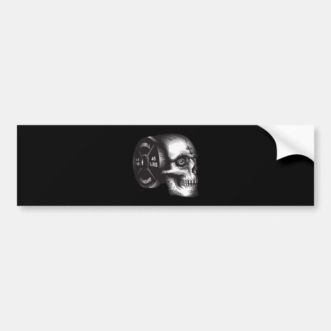 Pegatina Para Coche Placa y cráneo de Barbell - Motivación del gimnasi (Frente)
