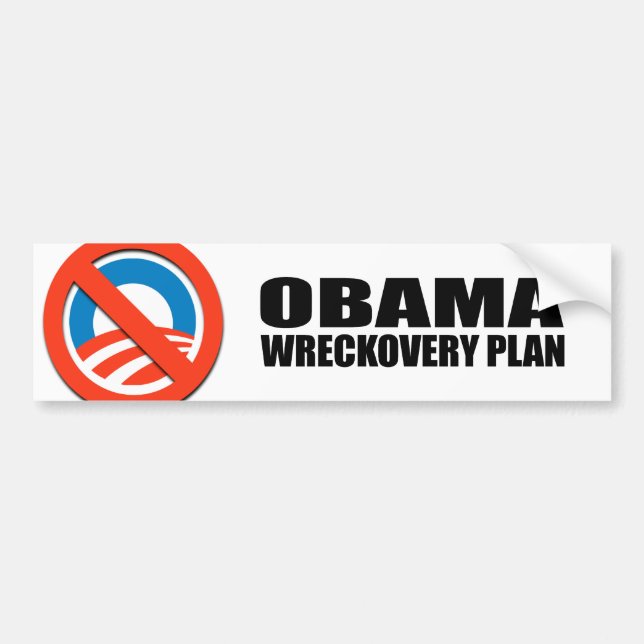PEGATINA PARA COCHE PLAN DE OBAMA WRECKOVERY (Frente)