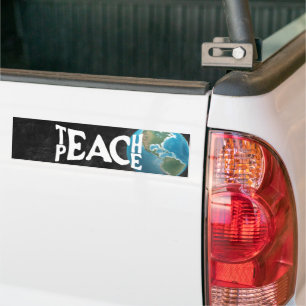 Pegatina Para Coche Planeta de texto "Enseñar la paz" Tierra