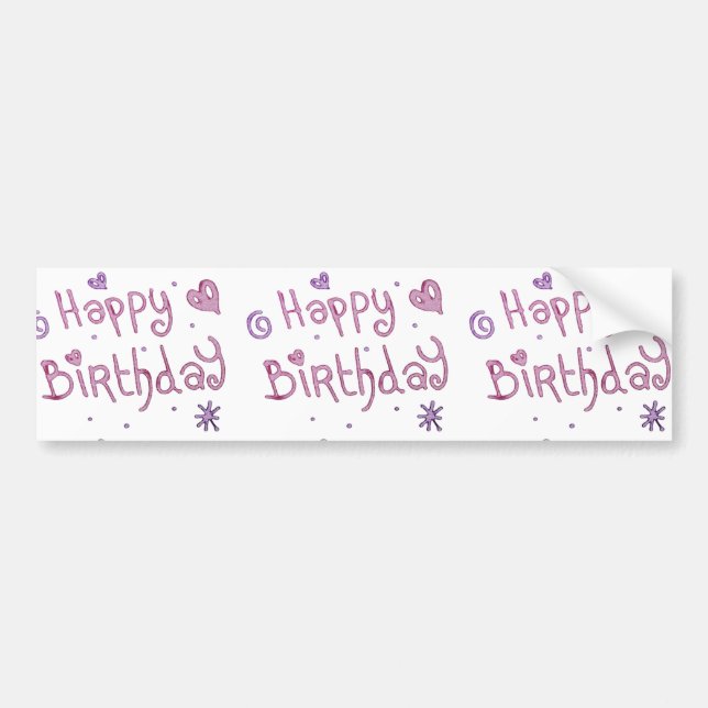 Pegatina Para Coche Playful Happy Birthday Text (Frente)