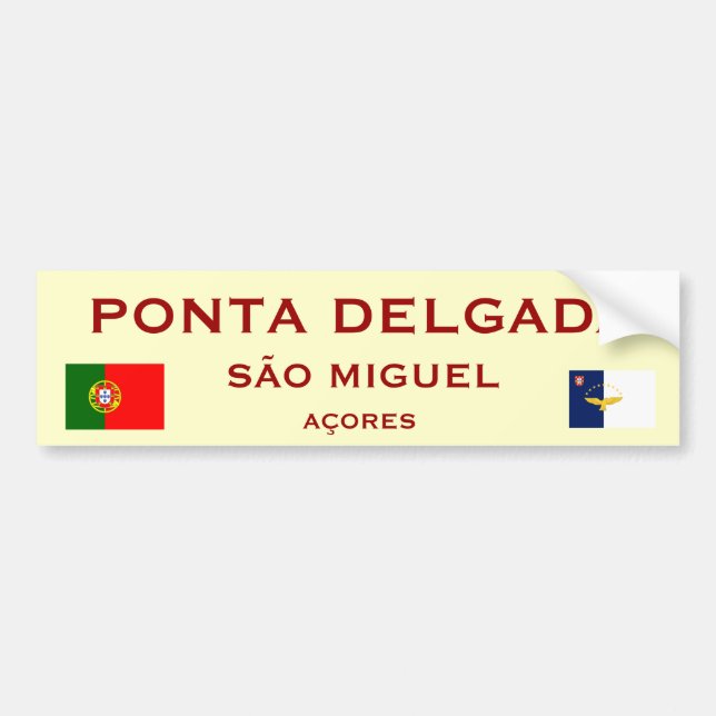 Pegatina Para Coche Ponta Delgada Bumper Sticker (Frente)