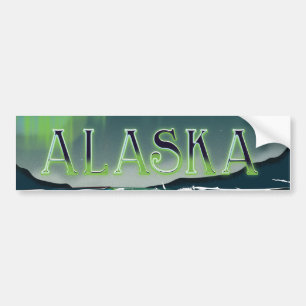 Pegatina Para Coche Póster de viaje vintage Aurora de Alaska