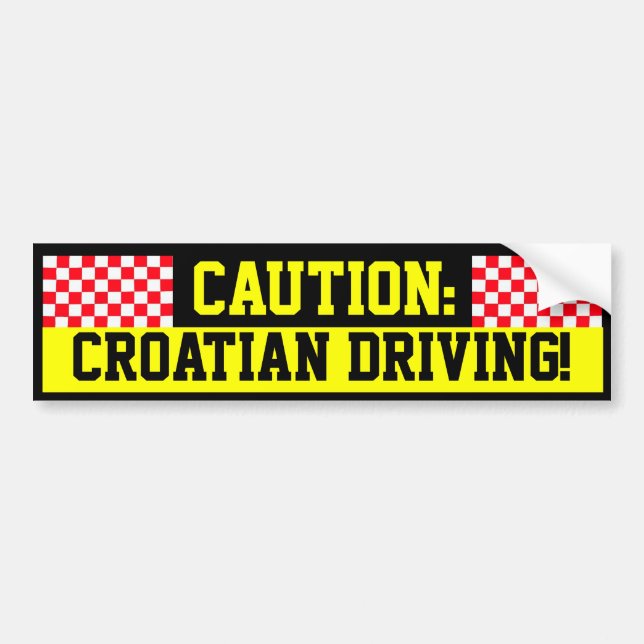 Pegatina Para Coche Precaución: ¡Conducción croata! (Frente)