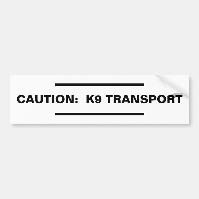 Pegatina Para Coche Precaución: Transporte K9 (Frente)