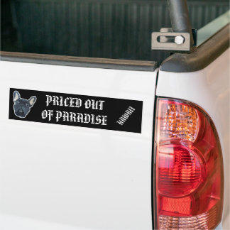 Pegatina Para Coche PRECIO FUERA DE PARAÍSO - Bulldog francés hawaiano