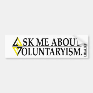 PEGATINA PARA COCHE PREGÚNTEME ACERCA DE VOLUNTARYISM