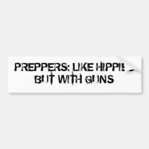 Pegatina Para Coche Preppers: Como hippies pero con los armas