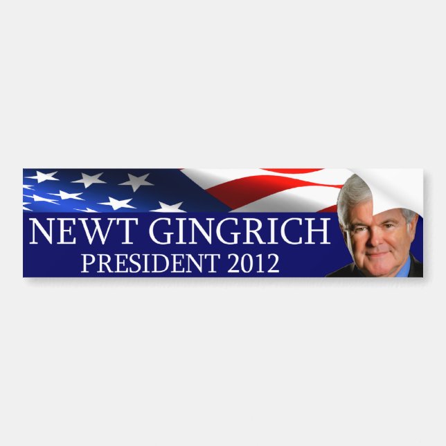Pegatina Para Coche Presidente 2012 de Newt Gingrich (Frente)