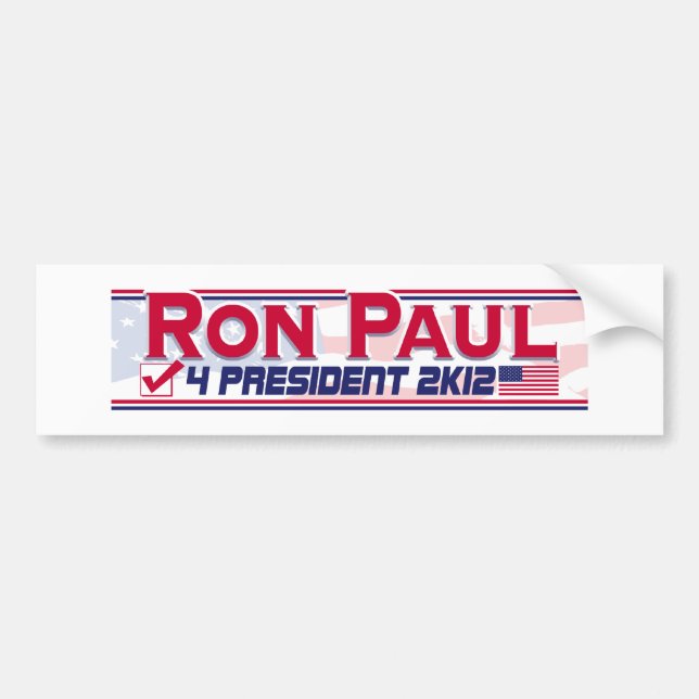 Pegatina Para Coche Presidente 2012 de Ron Paul (Frente)
