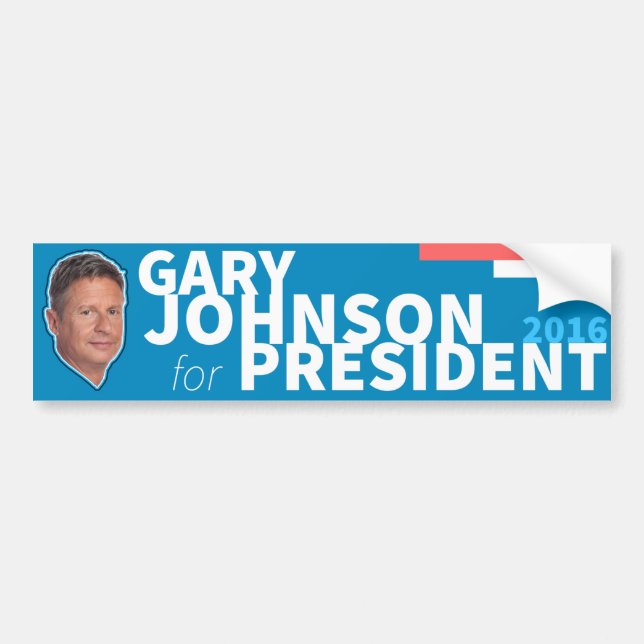 Pegatina Para Coche Presidente 2016 del libertario de Gary Johnson (Frente)