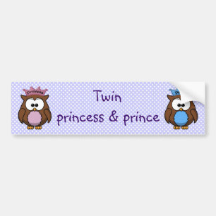 Pegatina Para Coche princesa y príncipe gemelos del búho
