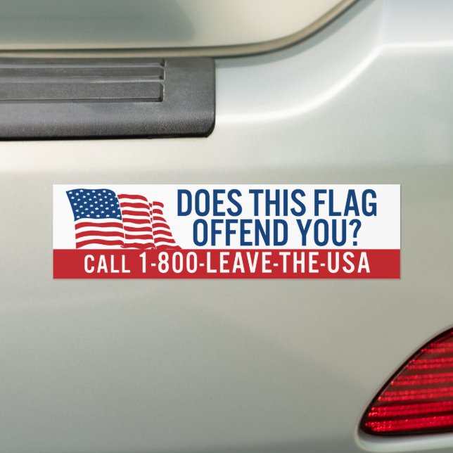 Pegatina Para Coche ProAmerica ¿Esta Bandera Te Ofende? (en coche)