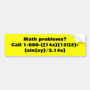 Pegatina Para Coche ¿Problemas de matemáticas? Llamada 1-800- [(14x